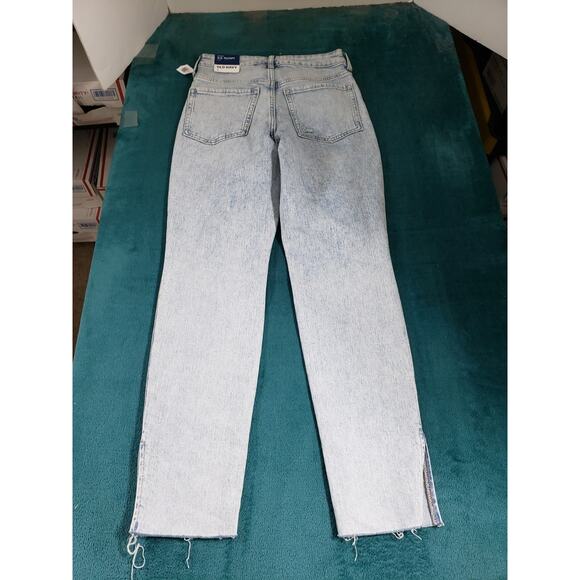 Old Navy Jeans Size 0 Womens Blue Fray Hem Stretch High Rise OG Straight NWT - Picture 11 of 14